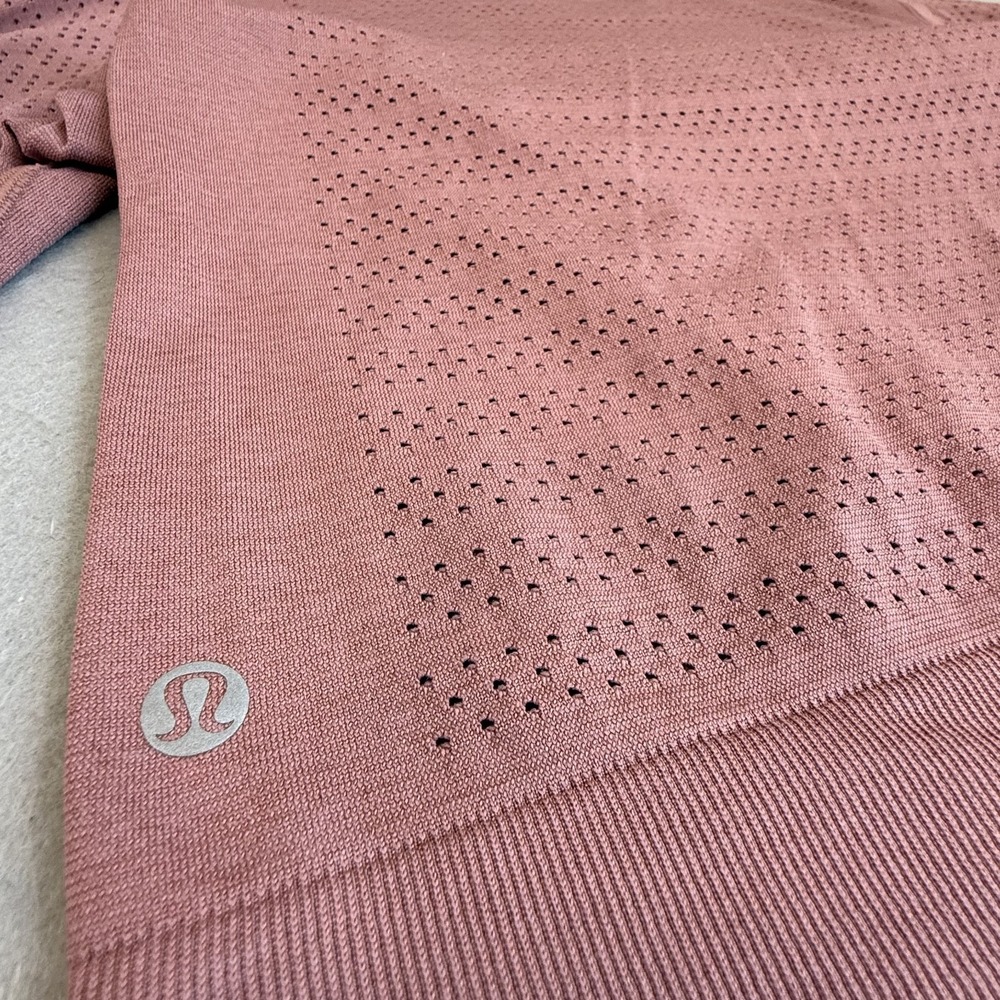 Lululemon Breeze By Long Sleeve Top Mesh Perforated Running Shirt 6 Dusty Rose - Picture 5 of 11